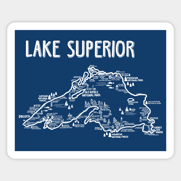 Lake Superior Map Sticker by fiberandgloss